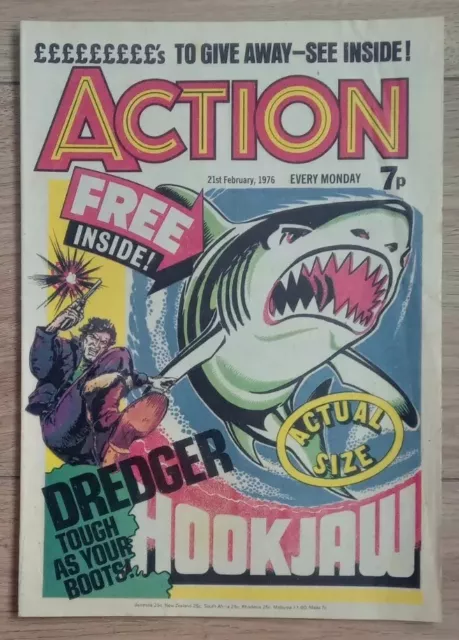 ACTION COMIC #2 NO FREE GIFT HOOK JAW TRANSFER 21st FEB 1976 PRE BAN UK COMIC