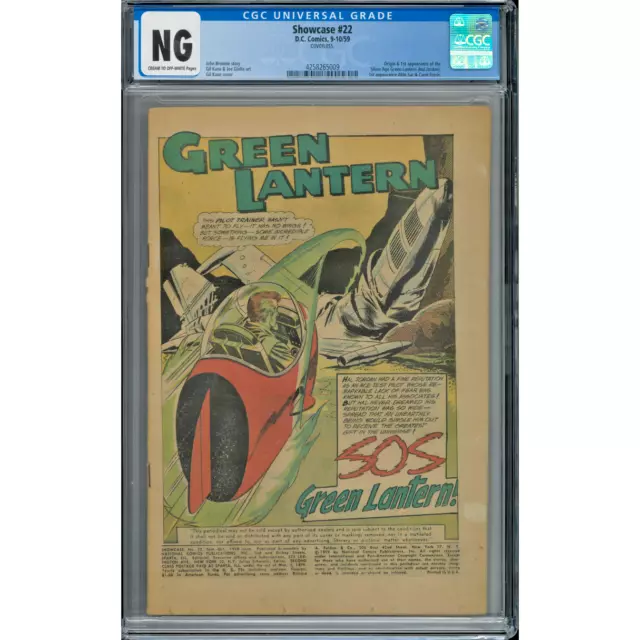 Showcase #22 CGC "NG" Coverless 1st app Hal Jordan Green Lantern!