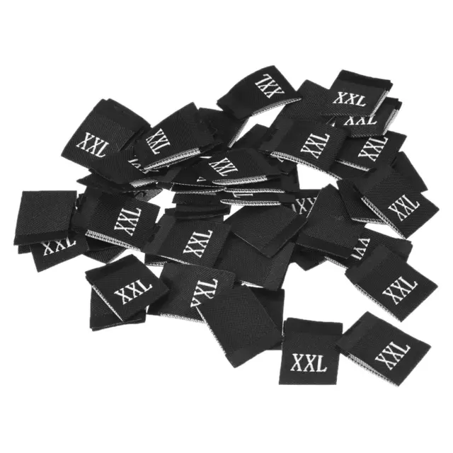 Clothing Sewing Size Label XXL Sizes Woven Embroidered Label Black Pack of 100