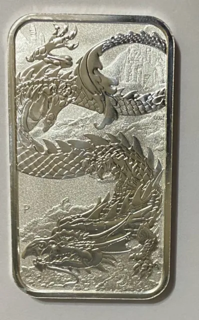 2023 P Australia Dragon Bar BU 1 oz .999 Silver Coin Bar in flip  ~ Hand Picked