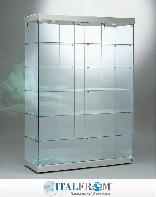 Vitrine Murale Avec éclairage - 181x40x40 Cm - Verre Et Métal - Marque Italfrom - Neuf - Présentation Boutique