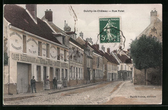 CPA Oulchy-le-Chateau, Cafe-Restaurant de l´Hotel de Ville, Rue Potel 1908