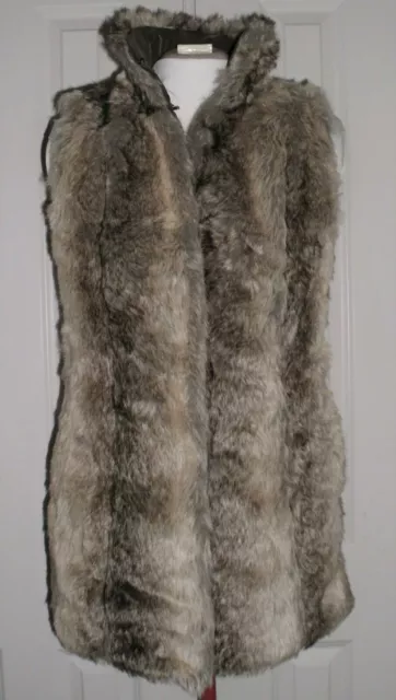 Nwt Zara Basic Women's Faux Fox Fur Vest Lined High Collar Browns Size Small