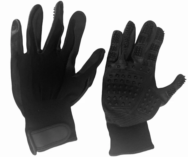 1 Pair Black Pet Adjustable Dog Cat Hair Remover Mitt Brush Grooming Deshedding