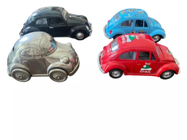 Volkswagen Beetle Car Set Of 4 Classic 1/24 Collector VW Bug Classic Retro