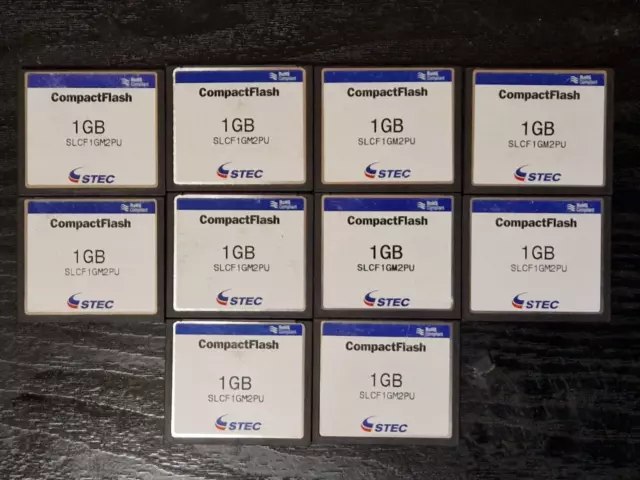 Lote de 20 tarjetas de memoria flash compactas STEC CF de 1 GB a granel de trabajo