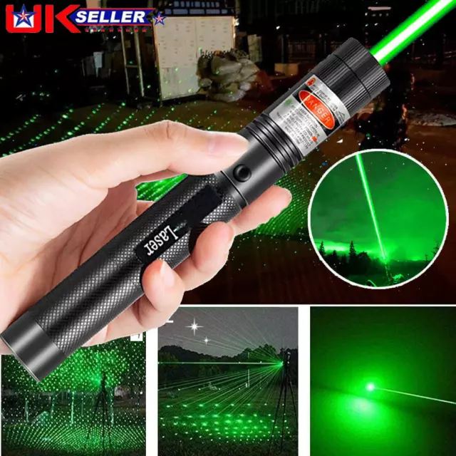 Strong Beam 8000m Green Laser Pointer Pen 532nm Lazer Torch Rechargeable UK