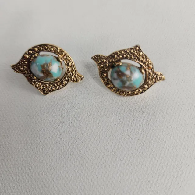 Vintage Sarah Coventry Earrings Clip On 1" Gold Tone 1960s