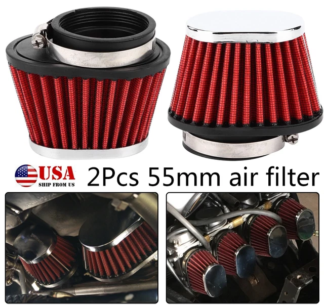 2Pcs Motorcycle 55mm Mushroom Head Engine Air Cleaner Filter Accessory Universal