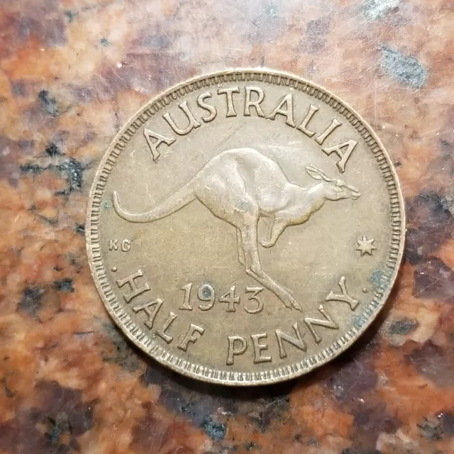 1943-I Australia Half Penny Coin - Bombay Mint - Nice Detail - #B3242