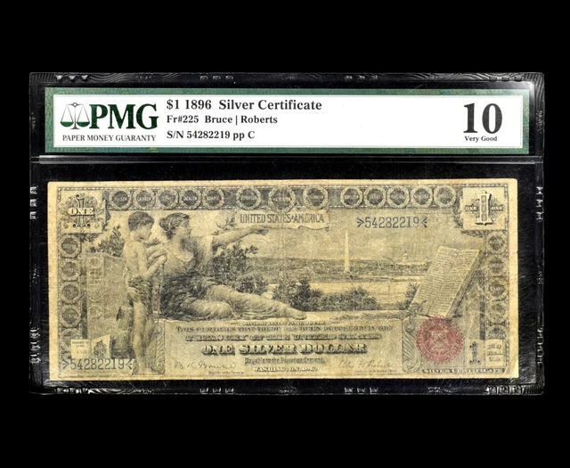 1896 $1 Silver Certificate ✪ Pmg Vg-10 ✪ Fr 225 Educational Note ◢Trusted◣