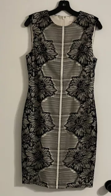 Lela Rose Lace Illusion Sheath Dress Black/Nude Womens Size 8