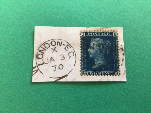 Two penny Blue 1858 Queen Victoria Great Britain on piece used stamp A11014