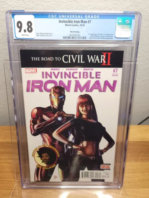 Invincible Iron Man #7 Third 3rd Printing CGC 9.8 1st Apperence Riri Williams