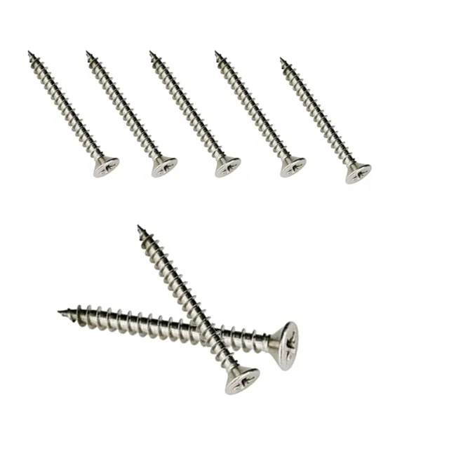 Self Tapping Wood Screws A4 STAINLESS STEEL Countersunk Chipboard Full Thread
