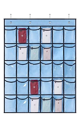 Classroom Pocket Chart for Teacher Cell Phones Holder Door Hanging Fabric, PVC