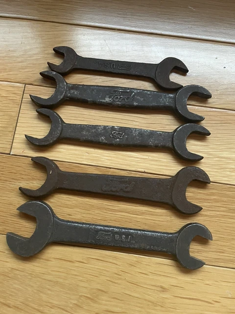 Vintage Lot 5 Ford Open End Wrenches Farm Hand Tools Mechanic Collectible USA