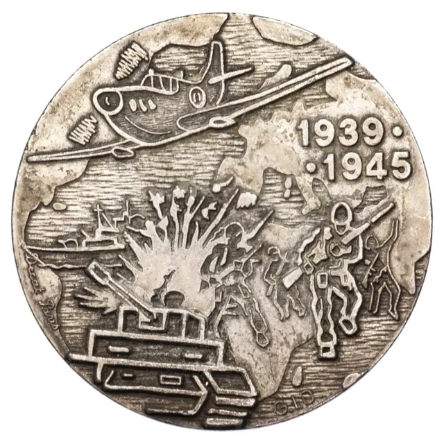 Francia Medaglia 2ème Guerra WW2 1939-1945 Da Decat Parigi Metallo Argento