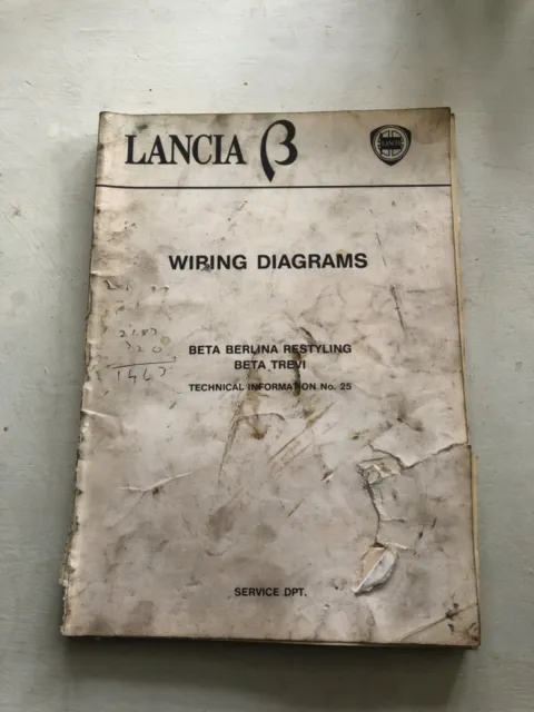 Lancia Beta Trevi Saloon Original 1982 Factory Wiring Diagrams Manual
