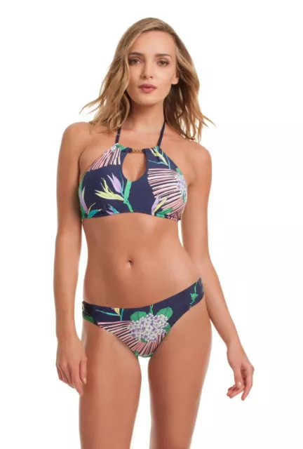 Trina Turk Midnight Paradise High Neck Halter Top & Bottom Swimsuit Bikini Set