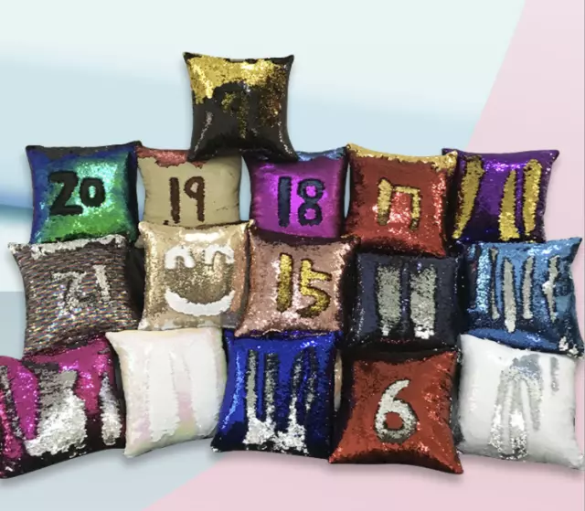 UK 16" Magic Mermaid Pillow Case Reversible Sequin Glitter Sofa Cushion Cover
