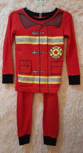 Old Navy Boy Two-piece Pajamas Set Long Sleeve Red Fireman Fire Truck 4T