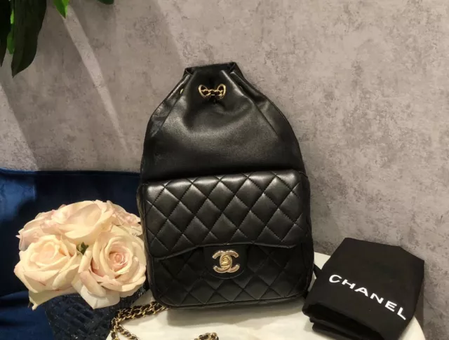 CHANEL Lambskin Quilted Large in Seoul Backpack Black 1306941