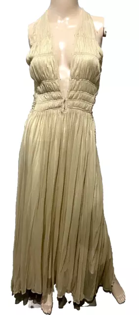 DONNA KARAN NEW York Vintage Strappy Long Maxi Gown Gold Dress US 0 2 ...