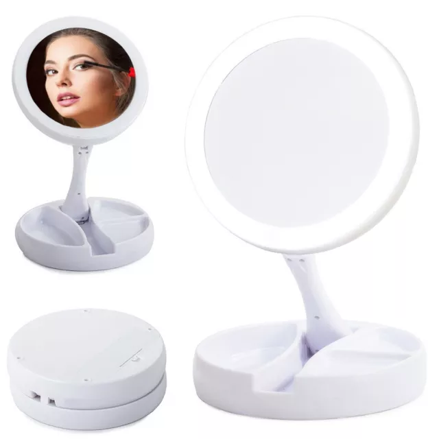 LED Kosmetikspiegel Reisespiegel 10 Fach Vergrößerung Schminkspiegel klappbar