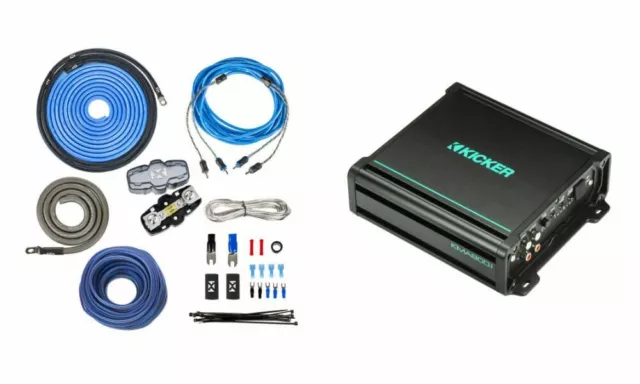 Kicker KMA800.1 600W Monoblock Marine Amplifier with Free 4 Gauge Amp Wiring Kit