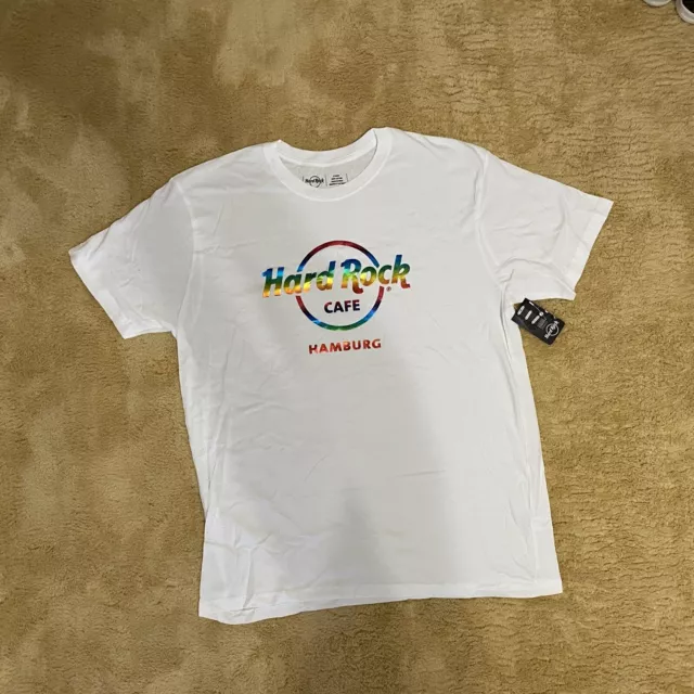 Hard Rock Cafe Hamburg Herren T-Shirt Größe XL Rainbow Logo