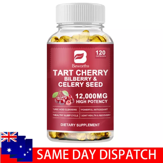 Tart Cherry Extract 120 Veggie Caps Sleep Support & Muscle Recovery 12000mg