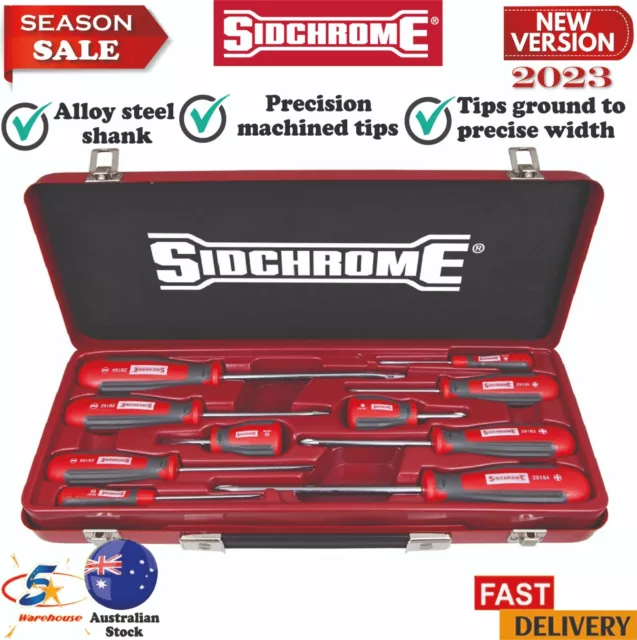 Sidchrome 10 Piece Ergonomic Phillips & Slotted Screwdriver Set SCMT29102