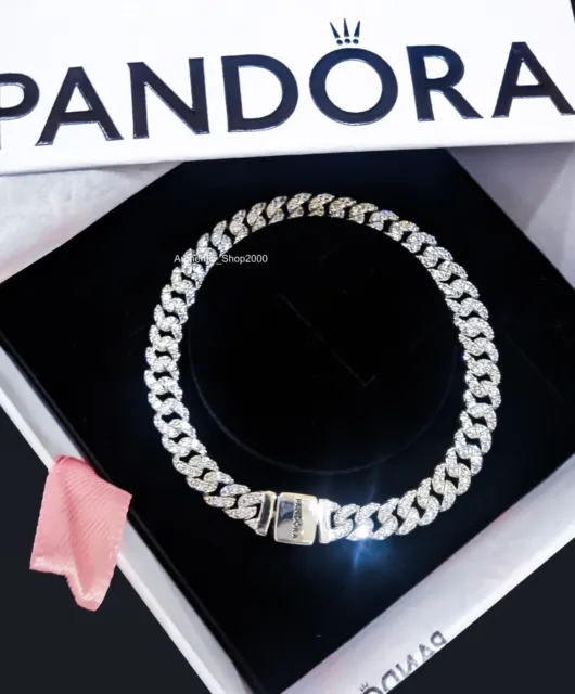 New 100% Authentic PANDORA 925 ale Timeless Pavé Cuban Chain Bracelet 593008C01