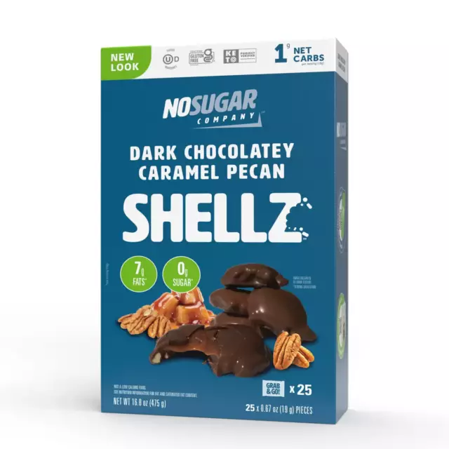 No Sugar Company Keto Shellz | Perdita di peso senza zucchero caramello cioccolato pecan 25x19g