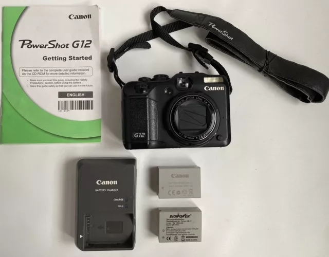 Canon PowerShot G12 10.0MP Digital Camera 5X zoom Tested/working battery charger