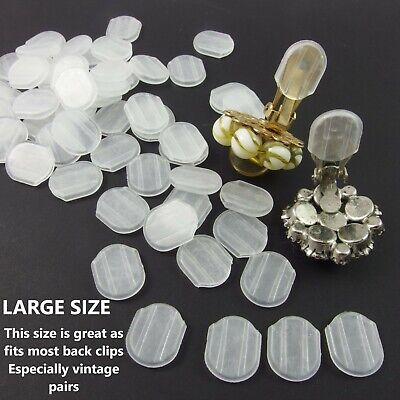 LARGE Comfort Back Pads for CLIP ON Earrings Non Pierced Clear Slip On Type
