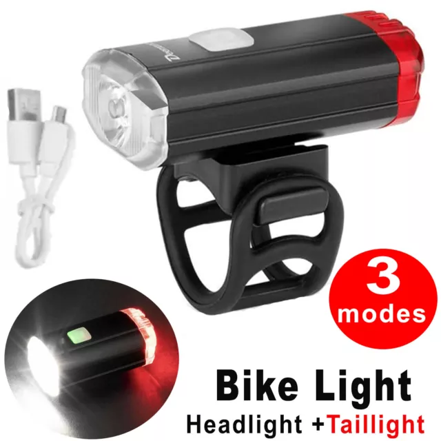 Waterproof Head Tail Lights Lamp White Beam Rechargeable Light For Cycle Bike Au