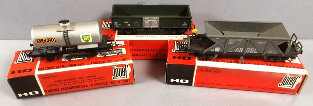 Lot 9 Wagons Marchandises HO – Jouef – Citernes, Tombereaux, Porte-Autos