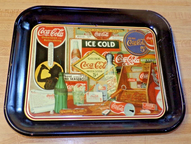 Vintage Tin Coke Coca Cola Tray Mixed Media 1985 Produced by Ohio Art Licensed