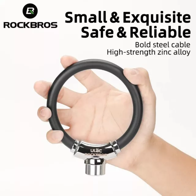 ROCKBROS Bike Lock Anti-theft Cable Lock Bicycle Portable Mini Safety Key Lock