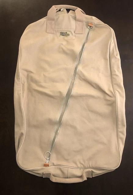 VTG Lands End Garment Bag Square Ringer Hanging Luggage Suit Tote Brown/Tan