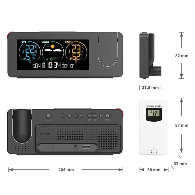 COMPACT SMART WEATHER Station Clock for Real Time Temperature and