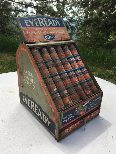 old 1930s EVEREADY Batteries Store Counter Advertising Display