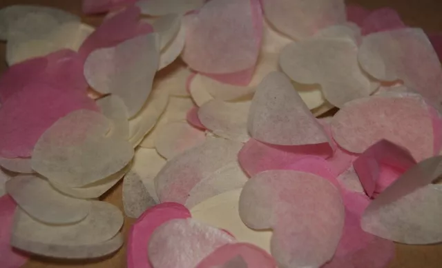 Confeti de boda biodegradable rosa y blanco - hecho a mano en el Reino Unido - ¿conos?  DIVERTIDO