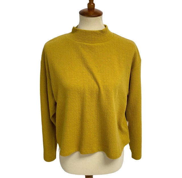 June & Hudson Donna Manica Lunga Ritagliata Turtle Camicetta Collo TAGLIA S