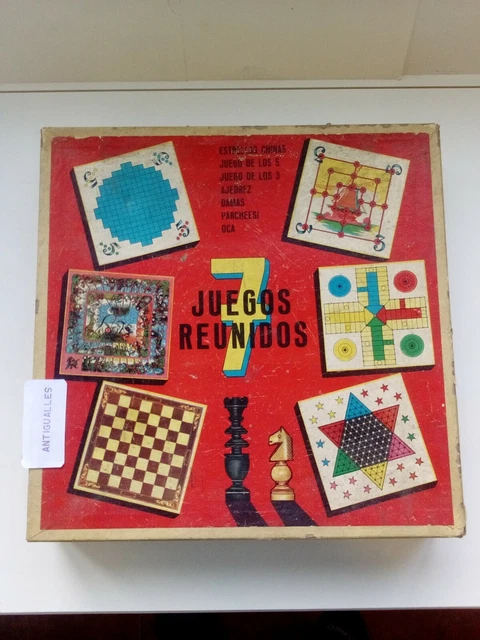 JUEGO DE MESA,7 Juegos Reunidos Antiguo Artesanal En Madera,Simil
