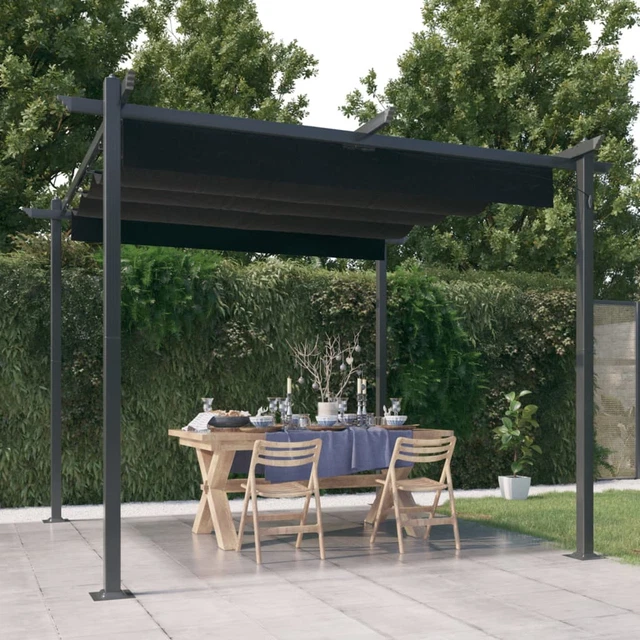 Pavillon mit Ausziehbarem Dach 3x3 m Anthrazit Y3N2