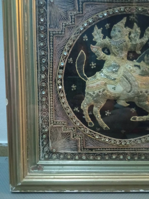 Antigue Burmese Kalaga Tapestry Framed 5