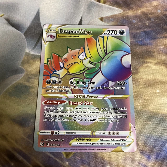 DRAPION VSTAR 200/196 Rainbow Secret Rare Lost Origin Pokémon Card MINT